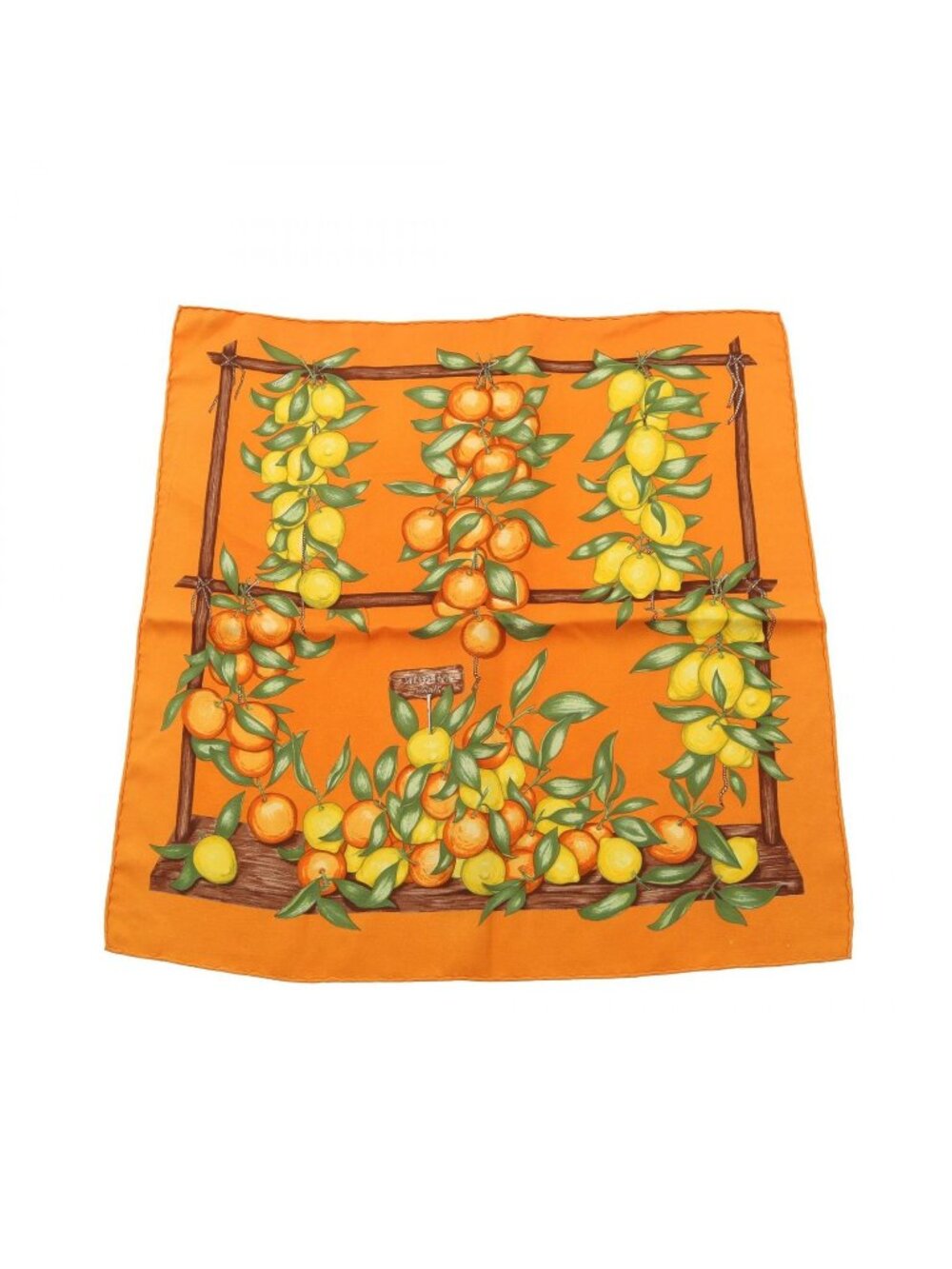 Hermes Scarf Petit Carre 45 Oranges Et Citrons Orange Silk - Picture 1 of 6